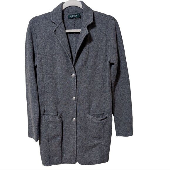 Lauren Ralph Lauren Jackets & Blazers - Lauren Ralph Lauren Sweater Knit Blazer women's size Medium cotton gray neutral